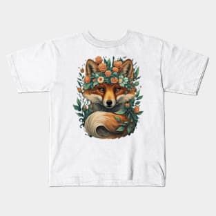 Cute floral fox gift ideas, fox gift ideas , fox kids tee, fox kids hoodie, fox tshirts Kids T-Shirt